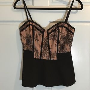 NWT BCBGMAXAZRIA Women's Sleeveless Lace Peplum Top